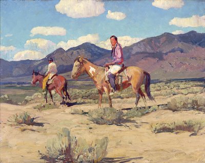 Taos-vuorten urhot (öljy laudalle) tekijältä Oscar Edward Berninghaus