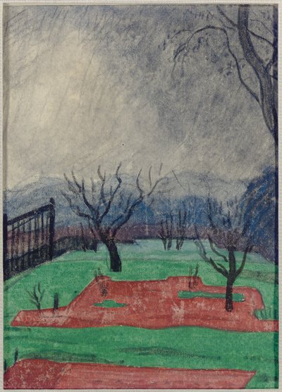 Field at Sunset (w/c ja värikynä paperilla) tekijältä Oscar Florianus Bluemner