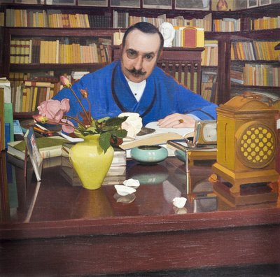 Ugo Ojetti työhuoneessa, noin 1908-09 (öljy kankaalle). tekijältä Oscar Ghiglia