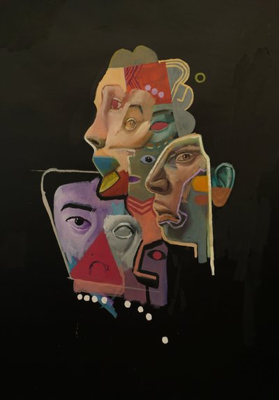 Värilinna (Thought Island), 2024-25 (öljy ja akryyli pellavalle) tekijältä Oscar Nin