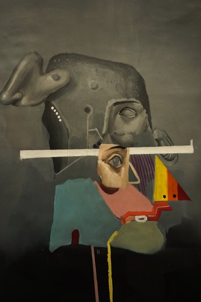 Yksityiskohta teoksesta Silly, 2021-24 (öljy pellavalle). tekijältä Oscar Nin