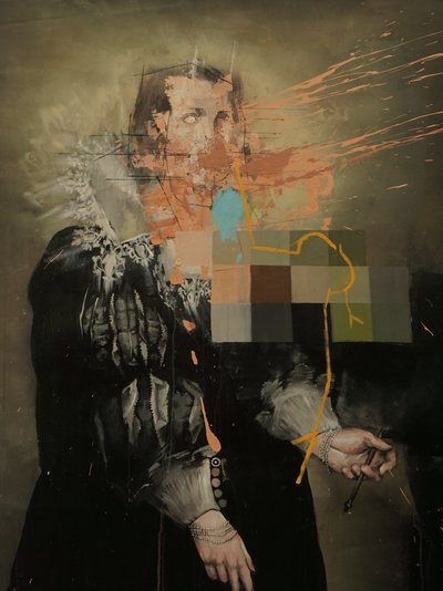 Keltainen viiva, 2019 (akryyli kankaalle) tekijältä Oscar Nin