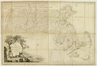 Varsinainen Massachusettsin kartta: koottu todellisista tutkimuksista, jotka on tehty yleisen tuomioistuimen määräyksellä ja heidän nimittämiensä agenttien tarkastuksen perusteella, 1802 tekijältä Osgood Carleton