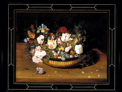 Basket of Flowers, n. 1615 (öljy paneelille) tekijältä Osias the Elder Beert