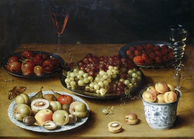 Asetelma hedelmillä ja lasilla, Osias Beert (1580-1624), öljy puulle tekijältä Osias the Elder Beert