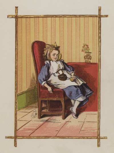 Tyttö istuu tuolilla (väri litho) tekijältä Oskar Pletsch