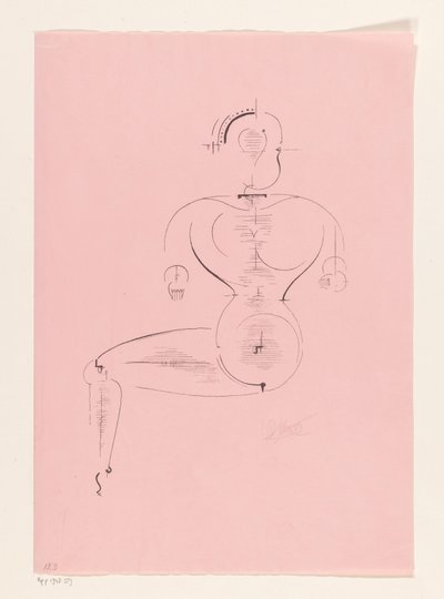 Istuva hahmo tekijältä Oskar Schlemmer (signed by artist)