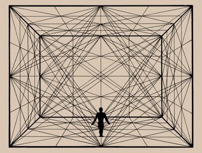 Figuuri avaruudessa tasogeometrialla ja tilarajoilla, 1924-1925. tekijältä Oskar Schlemmer
