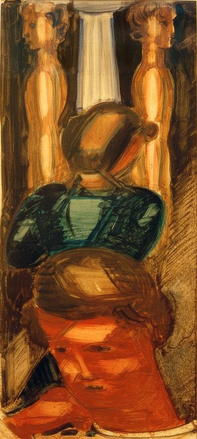 Gruppe vor dorischer Säule tekijältä Oskar Schlemmer