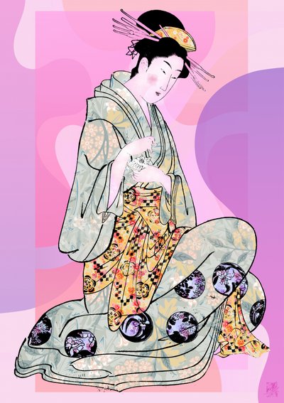 Elegantti polvistuva geisha tekijältä Osvaldo Russo