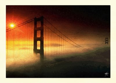 Golden Gate -sillan auringonlaskun sumu tekijältä Osvaldo Russo