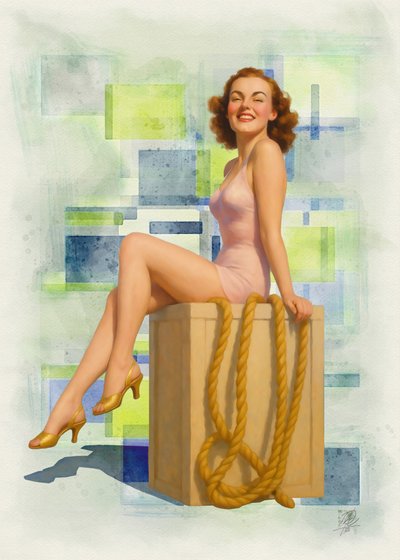 Iloinen vintage-pin-up tekijältä Osvaldo Russo