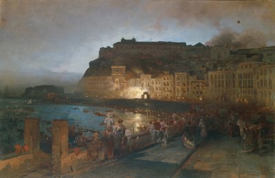 Ilotulitus Napolissa, 1875 tekijältä Oswald Achenbach