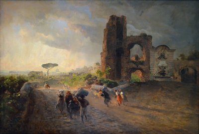 ranska: Paysage romain Roomalainen maisema tekijältä Oswald Achenbach