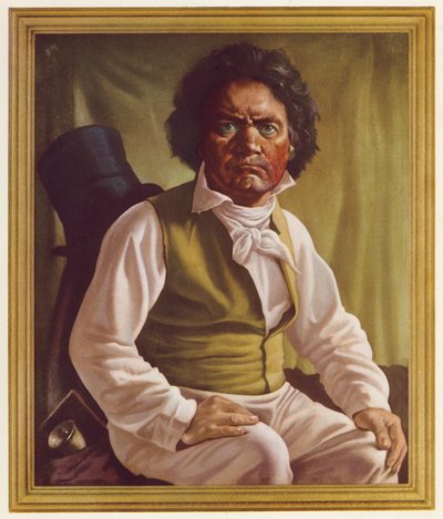 Ludwig van Beethoven keski-iässä (väri litho) tekijältä Oswald Charles Barrett
