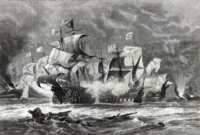 Ang Vanguard, sa ilalim ni Sir William Winter, na nakikipag-ugnayan sa Spanish Armada, mula sa 