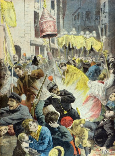 Anarkistien hyökkäys Corpus Christi -kulkueeseen, Barcelona tekijältä Oswaldo Tofani