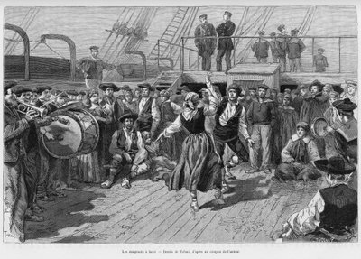 Maahanmuuttajat kyydissä. Tofanin kaiverrus havainnollistamaan tarinaa Voyage a la Plata, Emile Blaireaux