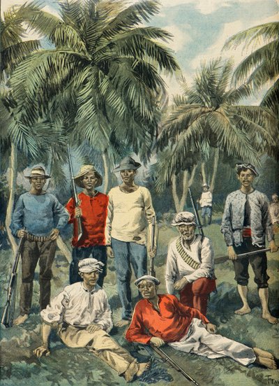 kuubalaisten kapinallisten muotokuva, Espanjan ja Amerikan sota 1898 (kaiverrus) (kaiverrus) tekijältä Oswaldo Tofani