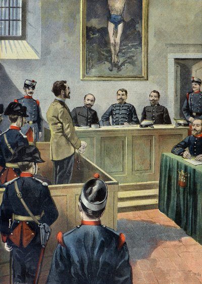 anarkisti Michele Angiolillo sotaneuvoston edessä tekijältä Oswaldo Tofani