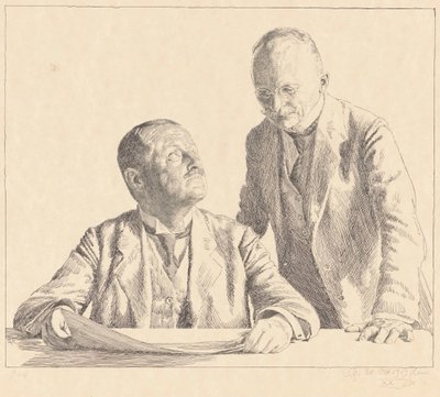 Kaksoismuotokuva keräilijöistä Guido von Usedomista ja Gustav von Houwaldista Sammler tekijältä Otto Greiner (signed by artist)