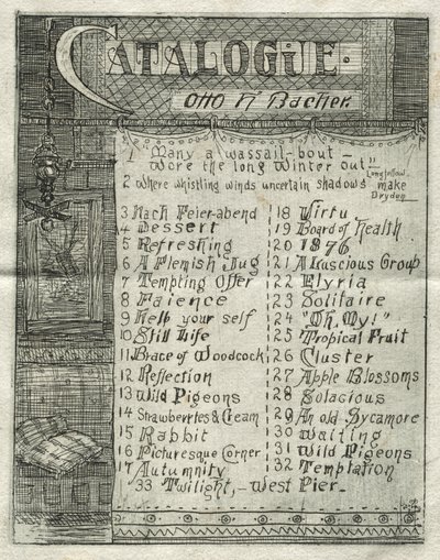 Luettelo, 1878. tekijältä Otto H. Bacher