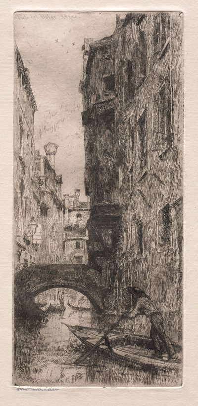 Venetsian etsaukset: Ponte del Pistor, Venetsia, 1880. tekijältä Otto H. Bacher