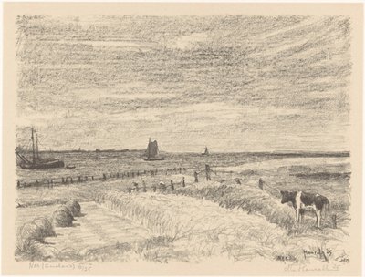 Nes (Ameland) (alkuperäinen nimi esineessä) tekijältä Otto Hanrath (signed by artist)