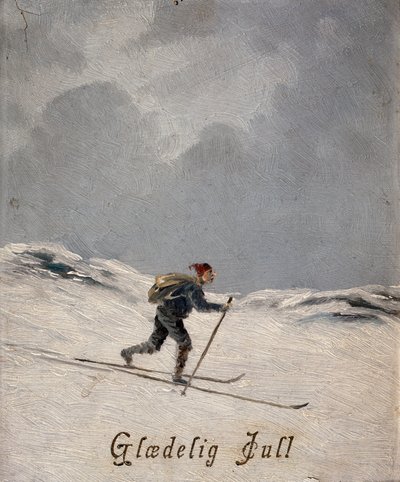 Hiihtäjä (hyvää joulua), noin 1880 tekijältä Otto Henning