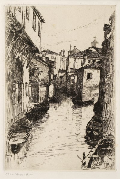 Kanava Venetsiassa, n. 1880-82 (etsaus) tekijältä Otto Henry Bacher