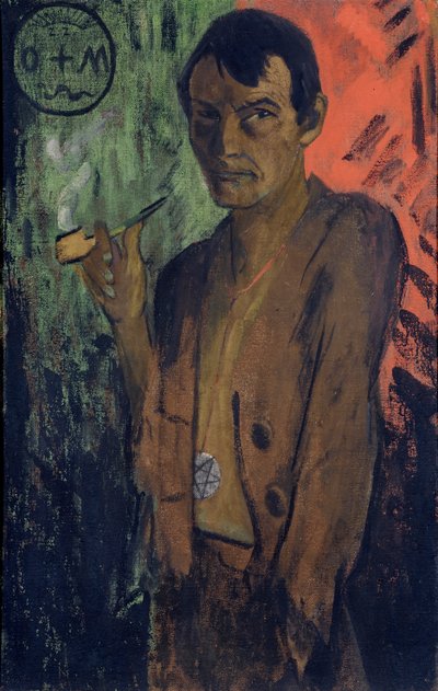Omakuva pentagrammilla, c. 1924. tekijältä Otto Mueller