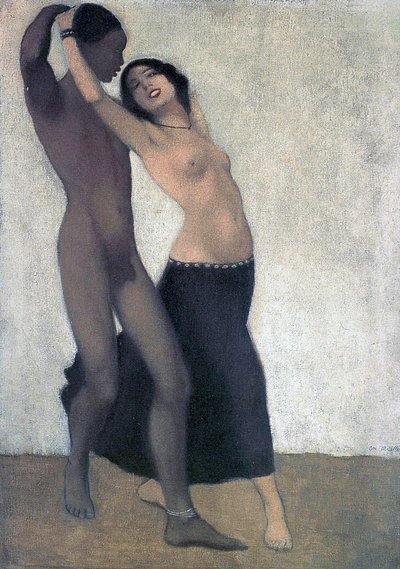 Afroeurooppalainen tanssijapari, n. 1903 tekijältä Otto Mueller