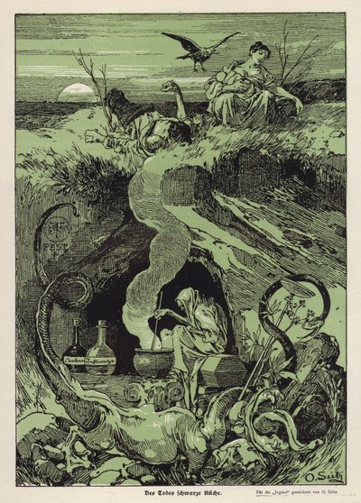 Kuoleman musta keittiö (väri litho) tekijältä Otto Seitz