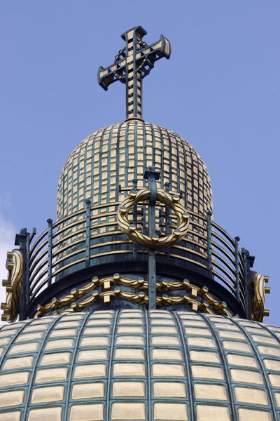 Am Steinhof (Pyhän Leopoldin kirkko) - kirkon kupoli, Wien, Itävalta (kuva) tekijältä Otto Wagner