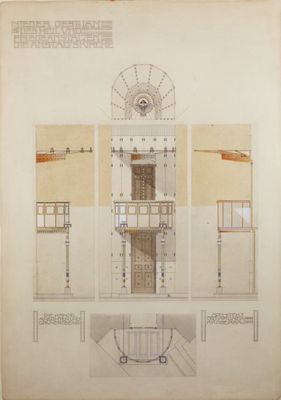 Luonnos Wienin mielisairaalan Steinhofin kirkon saarnastuoliin ... tekijältä Otto Wagner