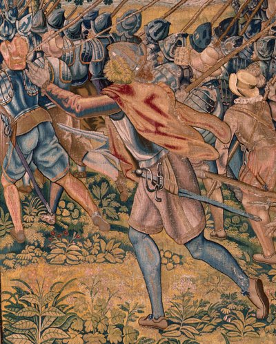 Flanderin kuvakudos. Sarja Arkkiherttua Albertin voitot ja taistelut. Yöhyökkäys Ardresiin tai Ardresin matalan kaupungin vangitseminen (Asalto nocturno de Ardrés o Toma de la baja villa de Ardrés). Sarjan kolmas kuvakudos. Mallina Otto van Veen ja Hans I  tekijältä Otto van Veen