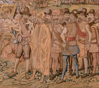 Flanderin kuvakudos. Sarja Arkkiherttua Albertin voitot ja taistelut. Hulstin kaupungin (Toma de la Plaza de Hulst) valloitus. Seitsemäs kuvakudos sarjassa. Mallina Otto van Veen ja Hans I Snellinck. Valmistus Martin Reynbouts, Bryssel tekijältä Otto van Veen