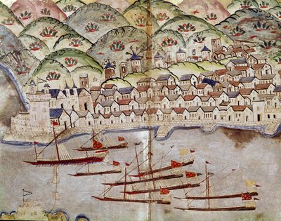 Ottomaanien taide: näkymä Marseillesta, Ranskasta Miniature tekijältä Ottoman School