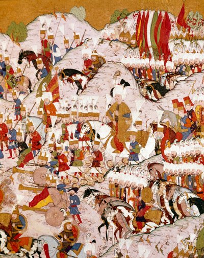 Kuvaus Mohacin taistelusta 29.8.1526, yksityiskohta (miniatyyri tekijältä Ottoman School