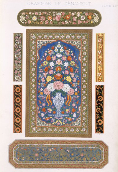 Intialainen, levy LIV, Owen Jonesin (1809-1868) teoksesta "The Grammar of Ornament". tekijältä Owen Jones