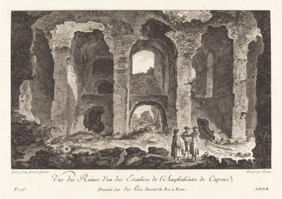 Näkymä raunioille yhdestä Capua-amfiteatterin portaista tekijältä P.F. Germain after Louis Jean Desprez