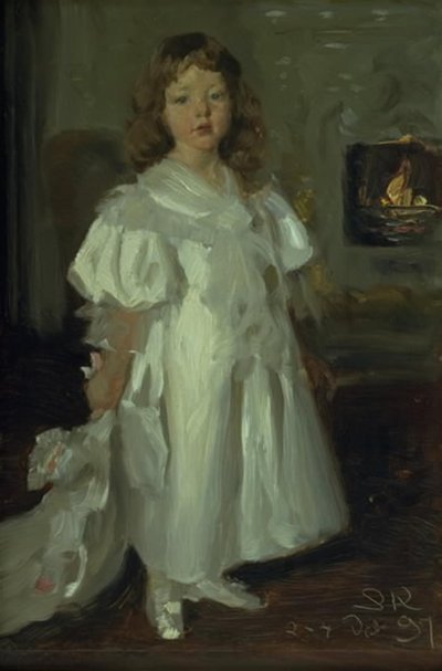 Pieni tyttö, Helga Melchior, pitkässä mekossa tekijältä Peder Severin Krøyer