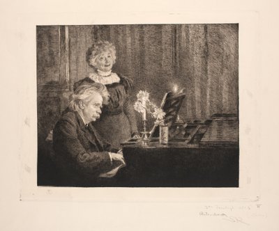 Edvard ja Nina Grieg pianolla tekijältä Peder Severin Krøyer