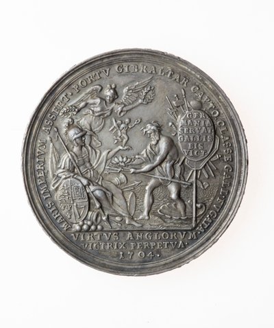 Brittiläisten voittojen muistomitali, 1704 (hopea) tekijältä P. H. Muller