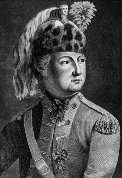 Eonin ritari (1728-1810), ranskalainen kuninkaan salainen agentti, hänellä oli tapana pukeutua ristiin, kaiverrus tekijältä P. Jean Baptiste Bradel