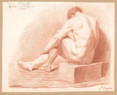 Istuva alaston mies, takaa katsottuna (2. palkinto 1809) tekijältä P. Luypen