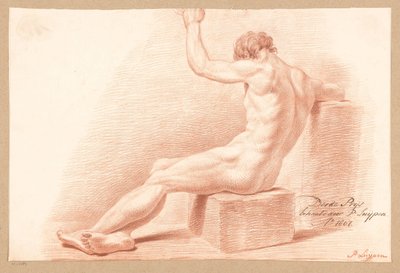 Istuva alaston mies, takaa katsottuna (3. palkinto 1807) tekijältä P. Luypen