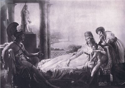 Aeneas liittyy Didoon Troijan vastoinkäymisiin, MacMillanin koulujulisteista, n. 1950-60-luvut (litho) tekijältä P. N. Guerin