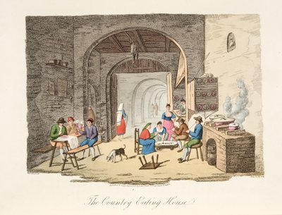 Country Eating House, Italian Scenerystä, joka edustaa Italian eri valtioiden tapoja, tapoja ja huvituksia, pubi. 1806 (käsinvärinen kaiverrus) tekijältä P. van (after) Lerberghi