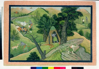 74.73 Rama ja Lakshmana vaeltamassa etsimään Sitaa, Ramayanasta, Kangrasta, Himachal Pradeshista, 1780 tekijältä Pahari School